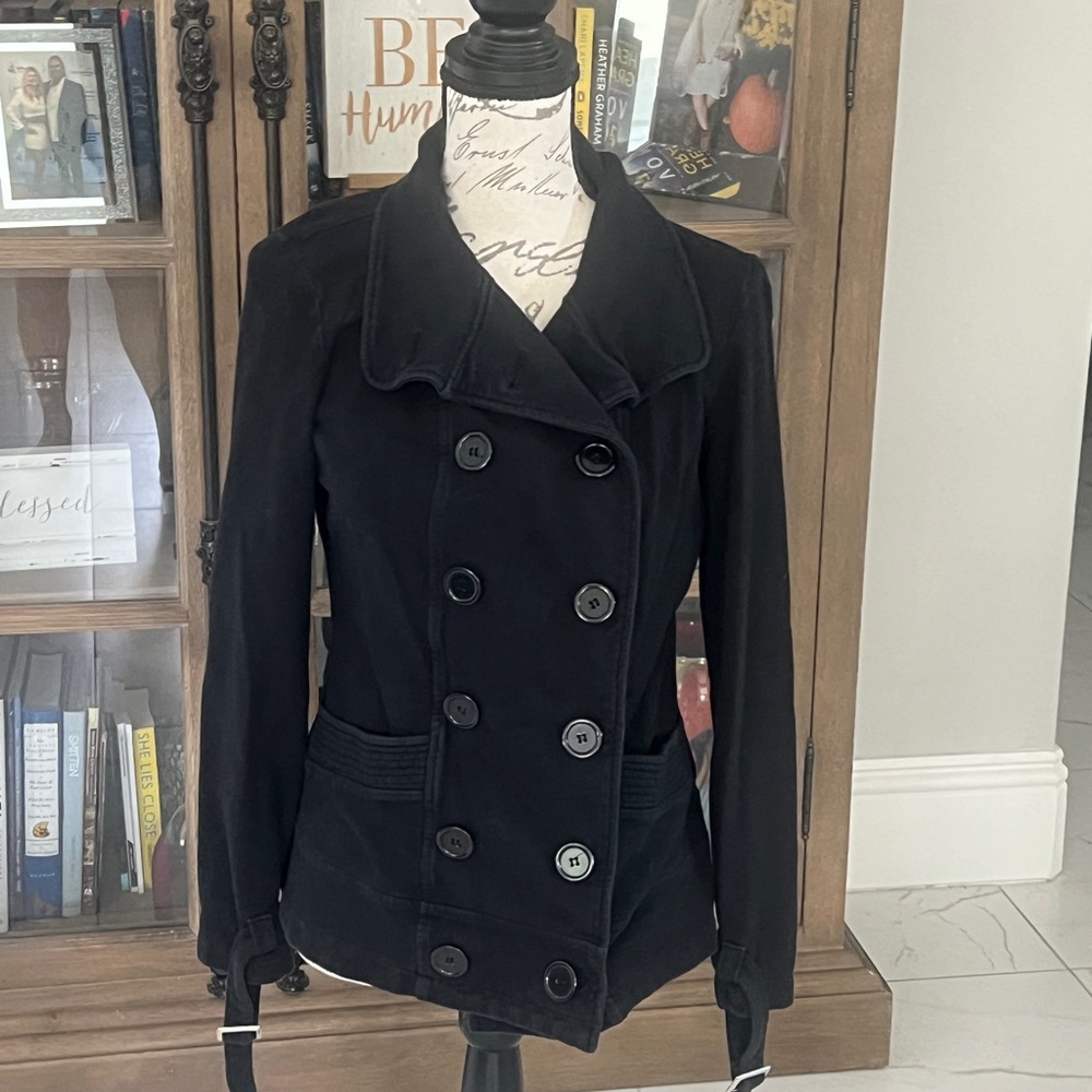 INC International Concepts Black Pea Coat